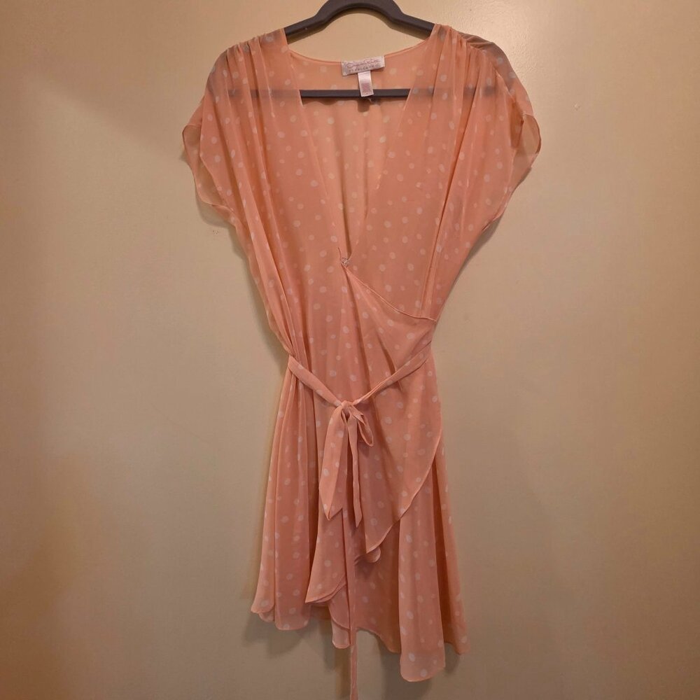 Oscar de la Renta Fine Label Polka Dot Robe with Tie L